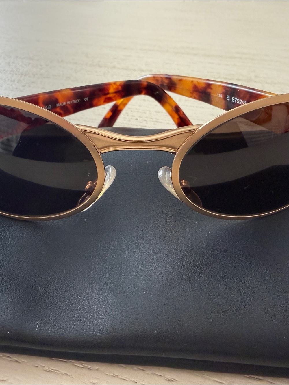 Burberry Vintage Gold Metal Frame Sunglasses with Tortoiseshell Temples